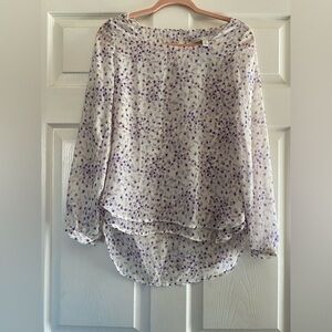 LC Lauren Conrad White Floral‎ Print Women's Top Size XS